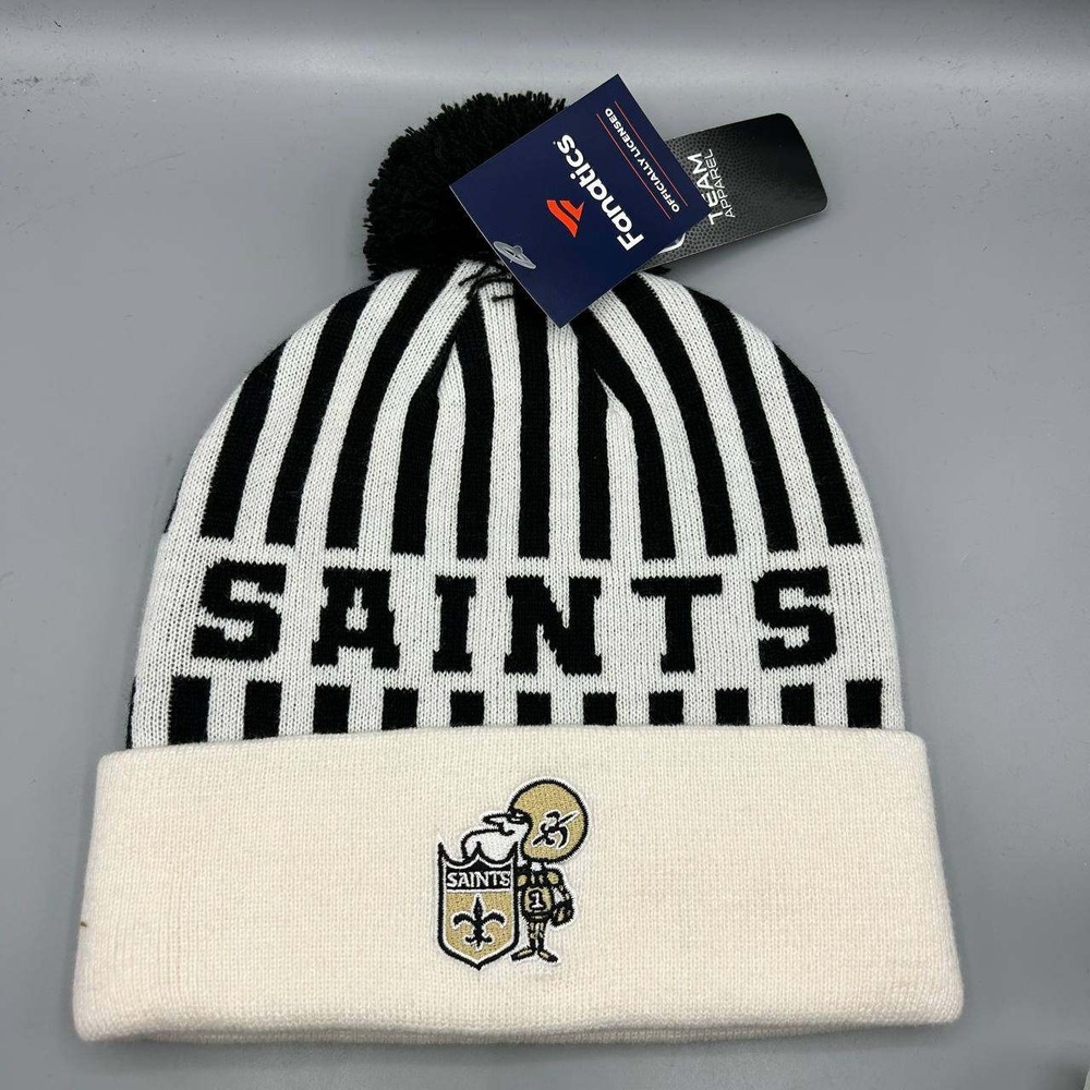 New Orleans Saints NFL Hat Men Knit Fanatics Cuffed Beanie Pom Pom Cap New